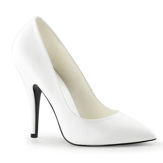 SEDUCE-420 White Faux Leather Pump Pleaser