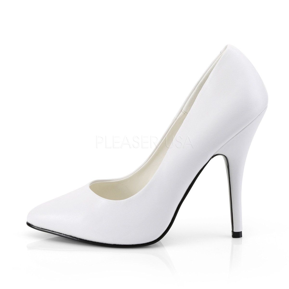 SEDUCE-420 White Faux Leather Pump Pleaser