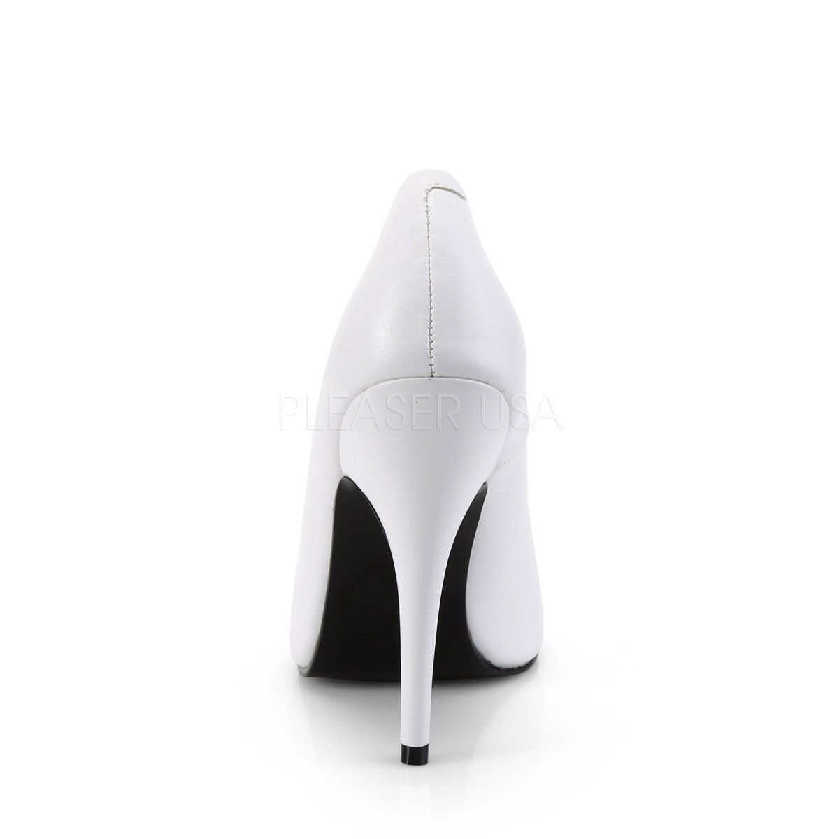 SEDUCE-420 White Faux Leather Pump Pleaser