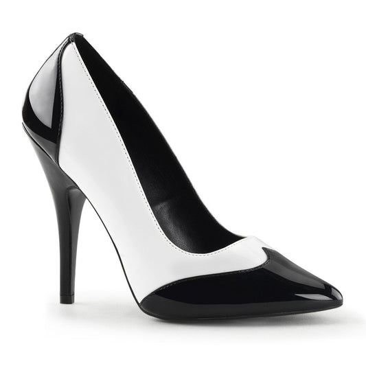 SEDUCE-425 Black-White Patent Pump Pleaser