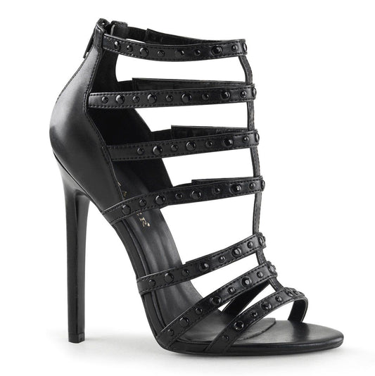 SEXY-15 Black Faux Leather Sandal Pleaser