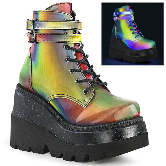 SHAKER-52 Grey Reflective Ankle Boot Demonia