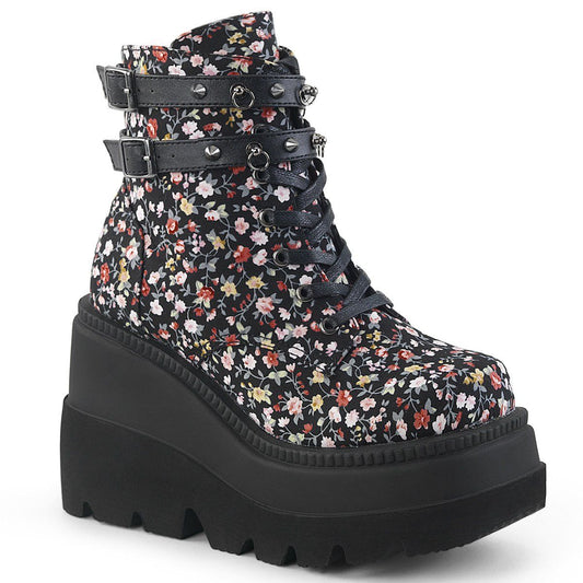 SHAKER-52ST Floral Fabric Ankle Boot Demonia
