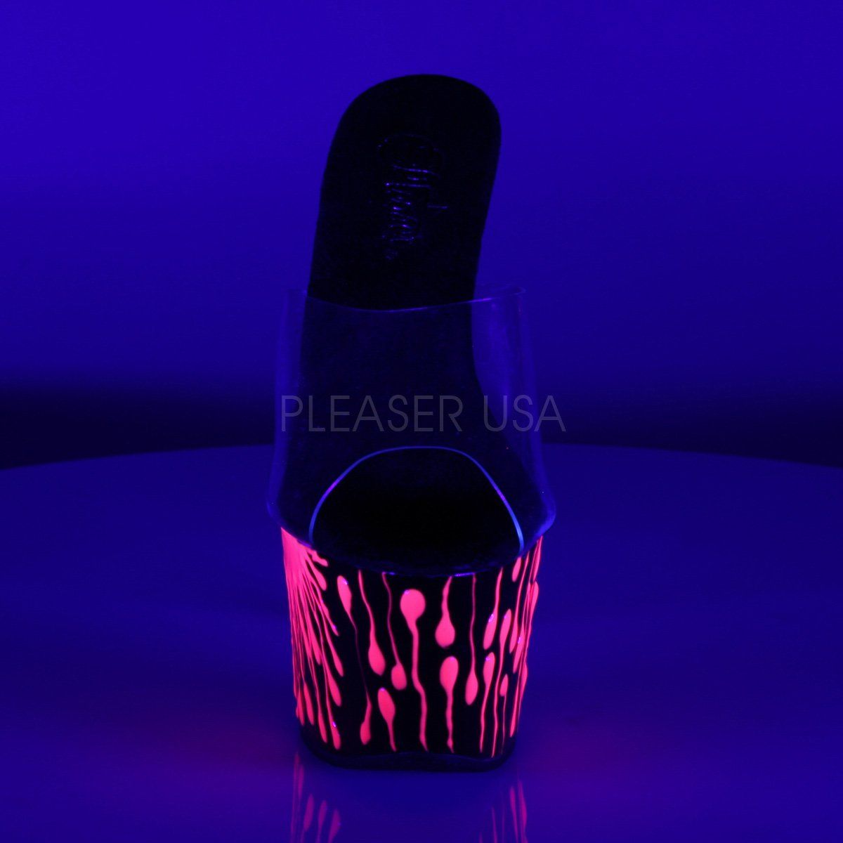 SKY-301-5 Clear/Black-Neon Hot Pink Slide Pleaser