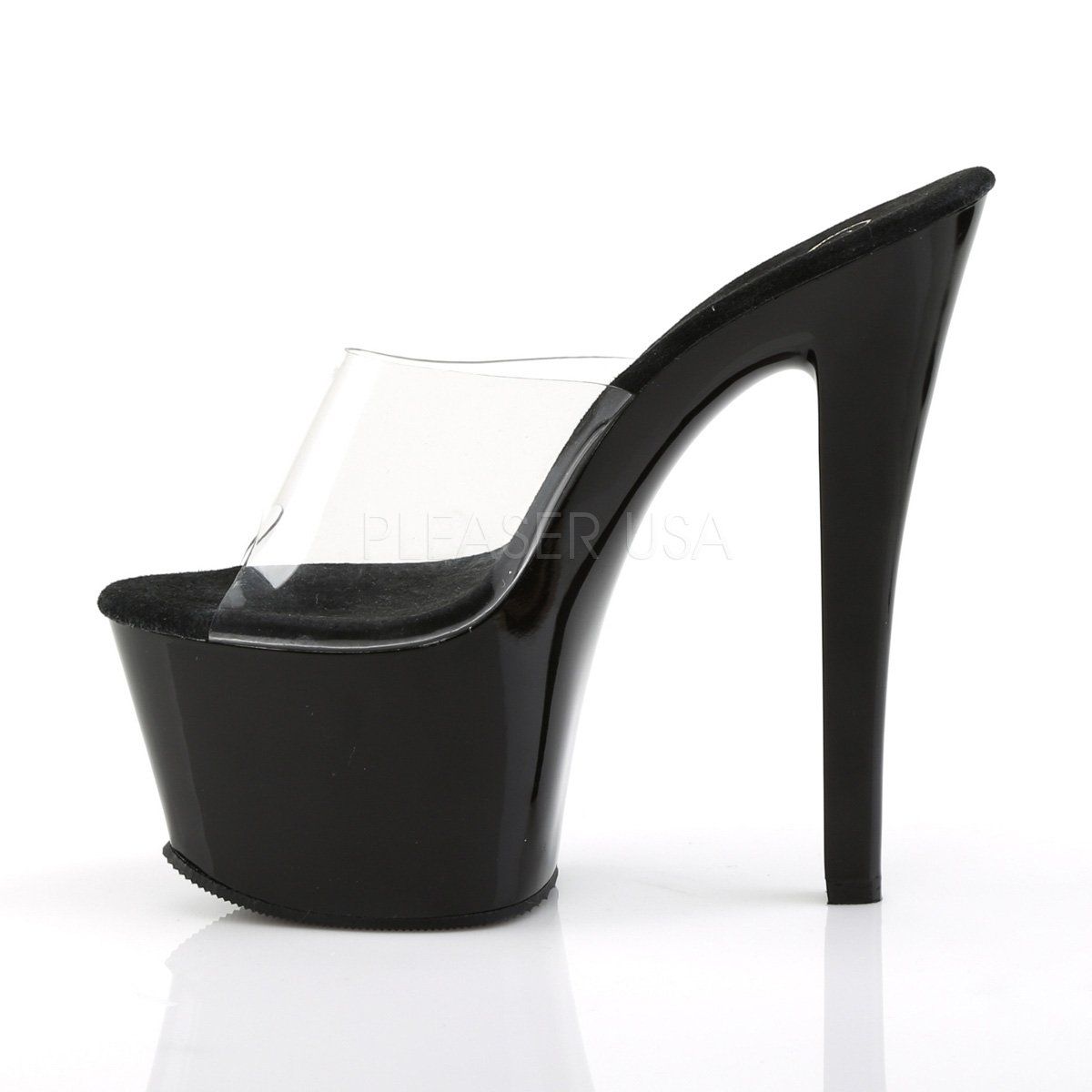 SKY-301 Clear/Black Platform Sandal Pleaser