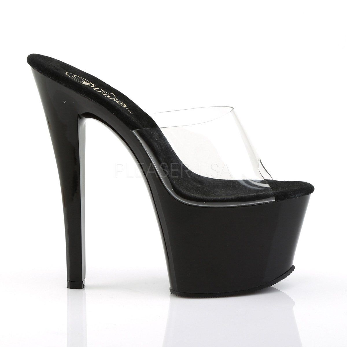 SKY-301 Clear/Black Platform Sandal Pleaser