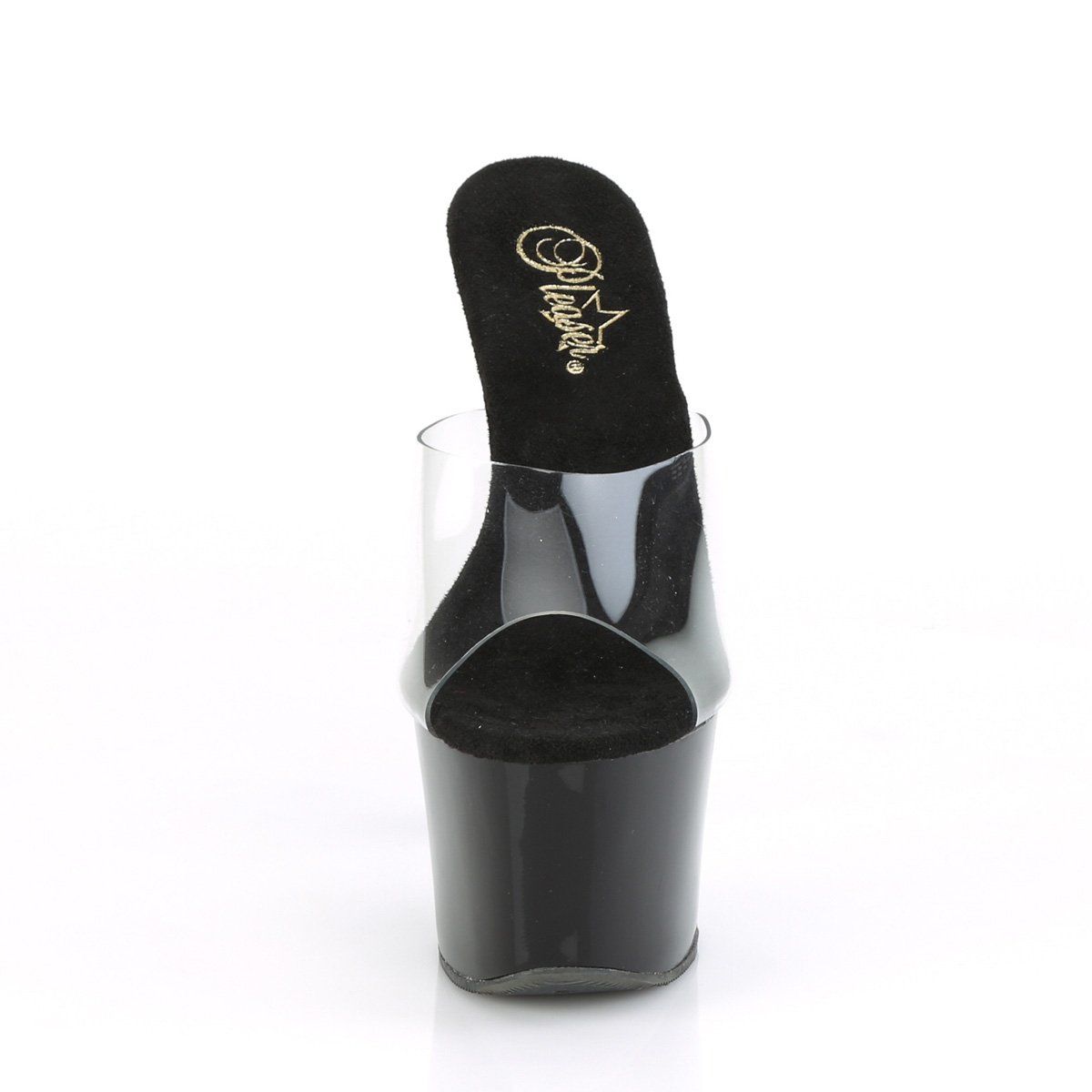 SKY-301CRS Clear/Black-Silver AB Rhinestone Slide Pleaser
