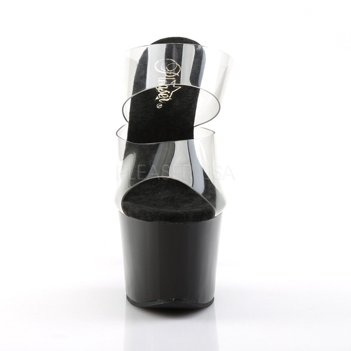 SKY-302 Clear/Black Slide Pleaser