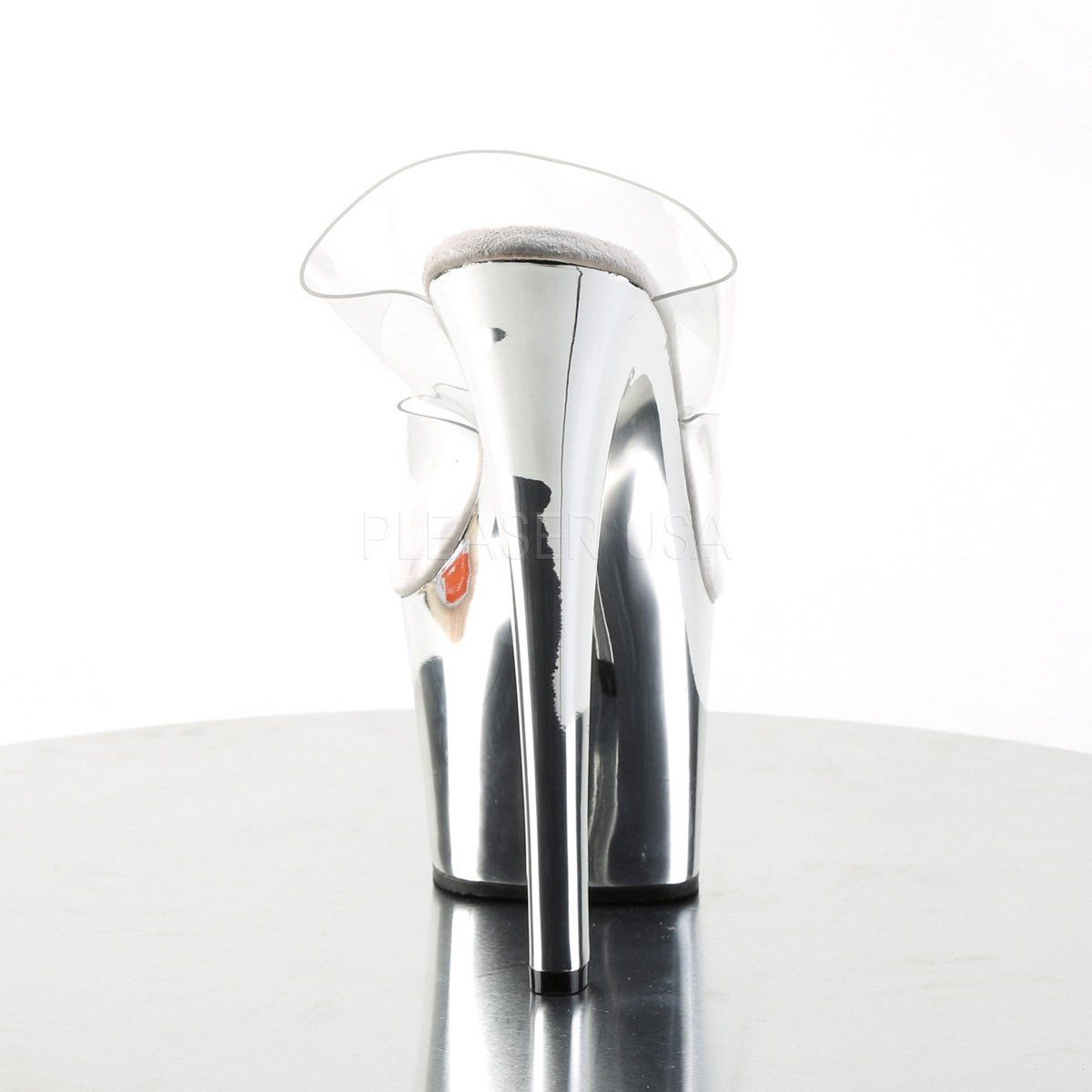 SKY-302 Clear/Silver Chrome Slide Pleaser