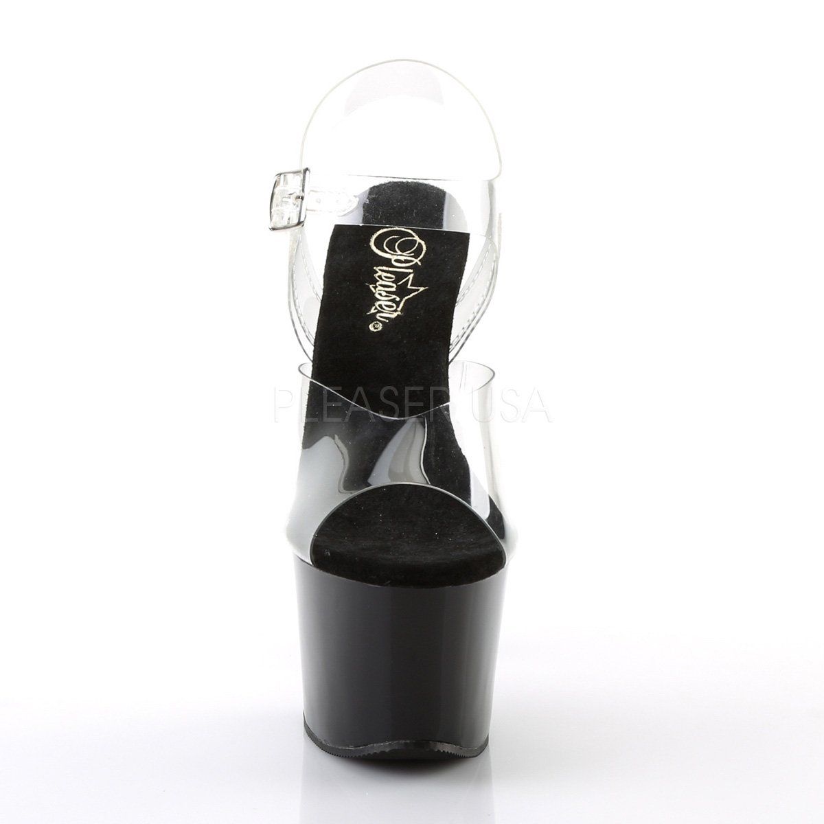 SKY-308 Clear/Black Platform Sandal Pleaser
