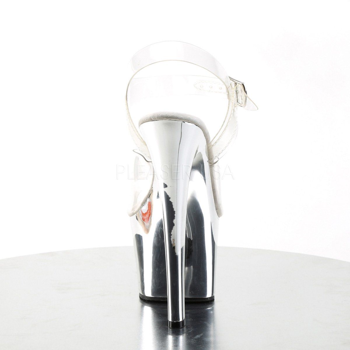 SKY-308 Clear/Silver Chrome Platform Sandal Pleaser