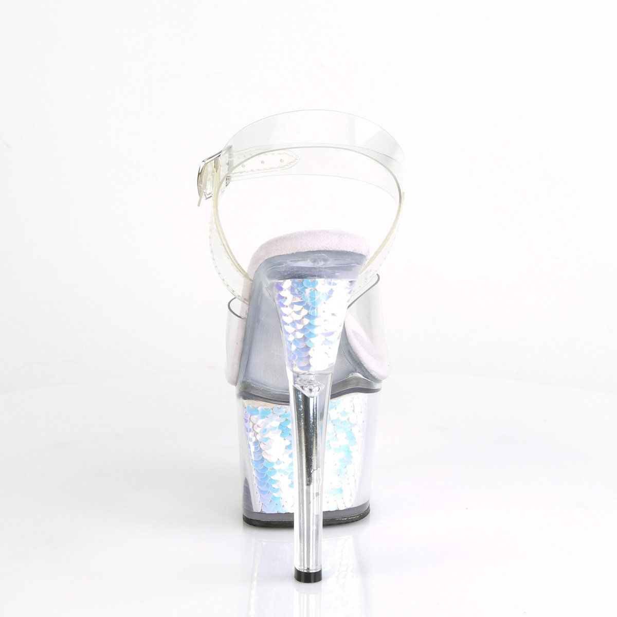 SKY-308MC Clear/Lavender Hologram Inserts Platform Sandal Pleaser