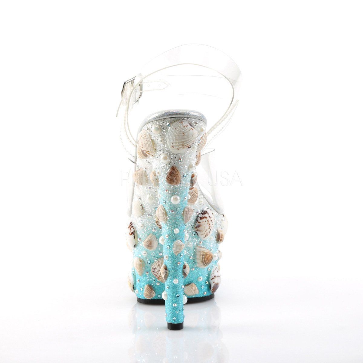 SKY-308MERMD Clear/LightBlue Glitters Platform Sandal Pleaser