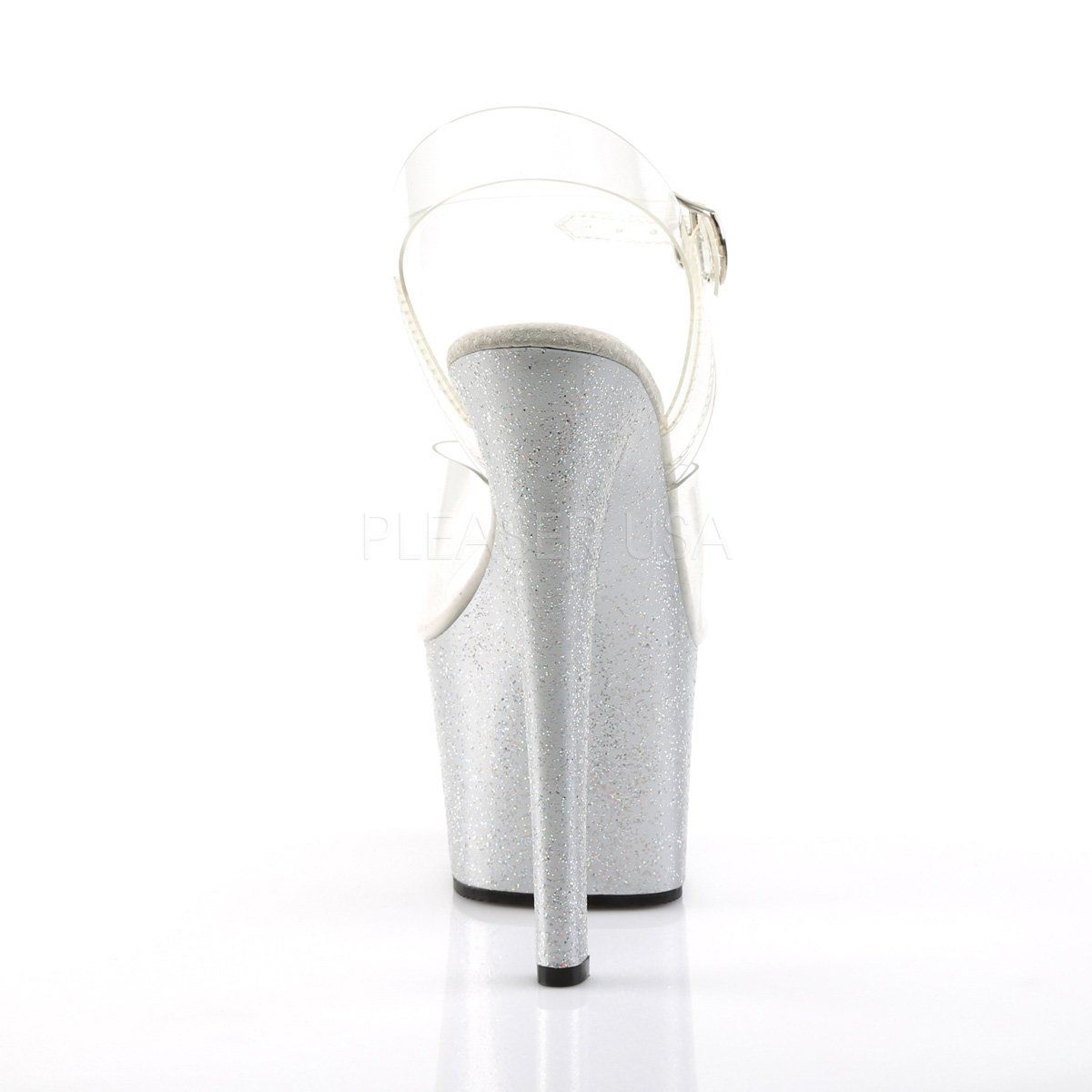 SKY-308MG Clear/Silver Platform Sandal Pleaser