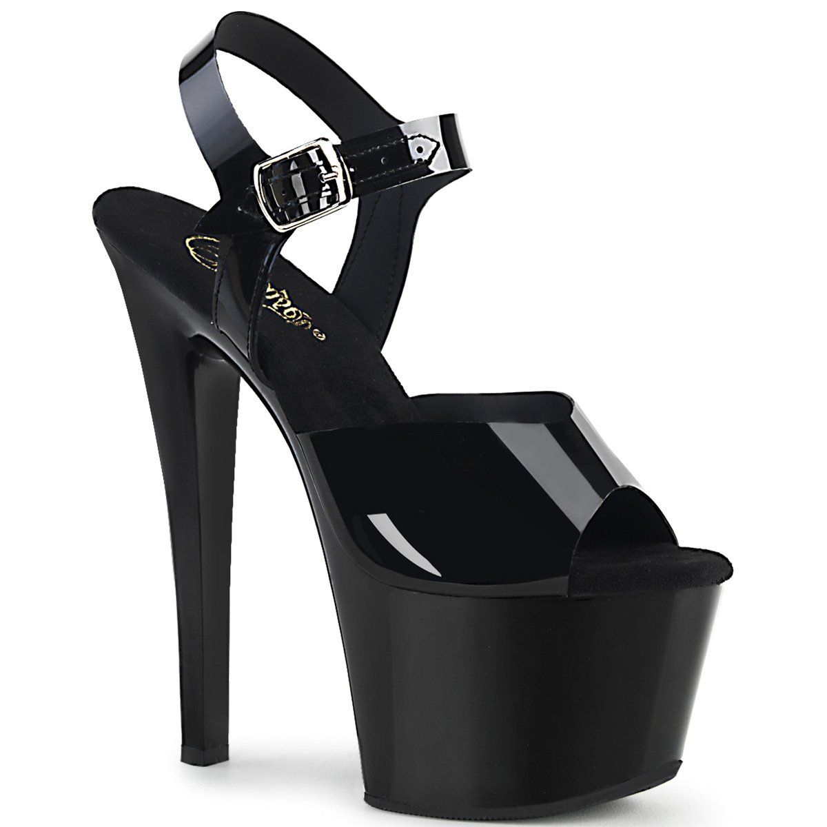SKY-308N Black (Jelly-Like) TPU/Black Platform Sandal Pleaser
