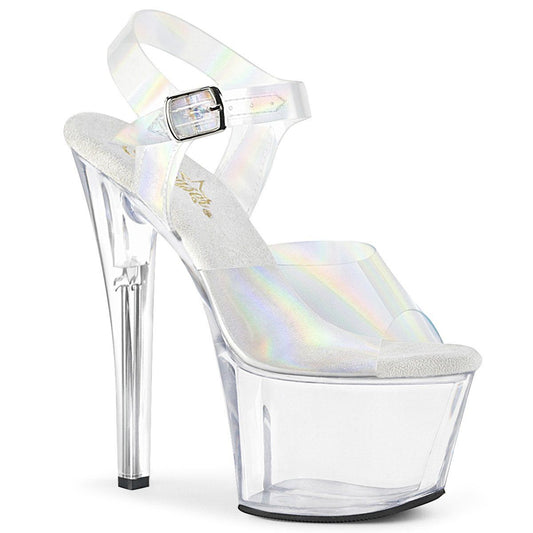 SKY-308N-RBH Clear Hologram TPU/Clear Platform Sandal Pleaser