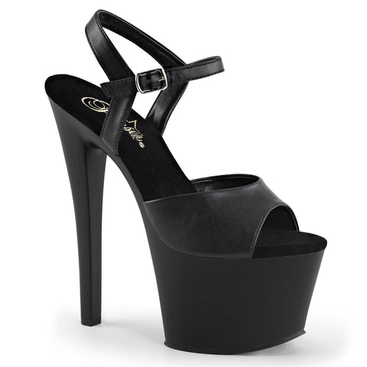 SKY-309 Black Faux Leather Platform Sandal Pleaser