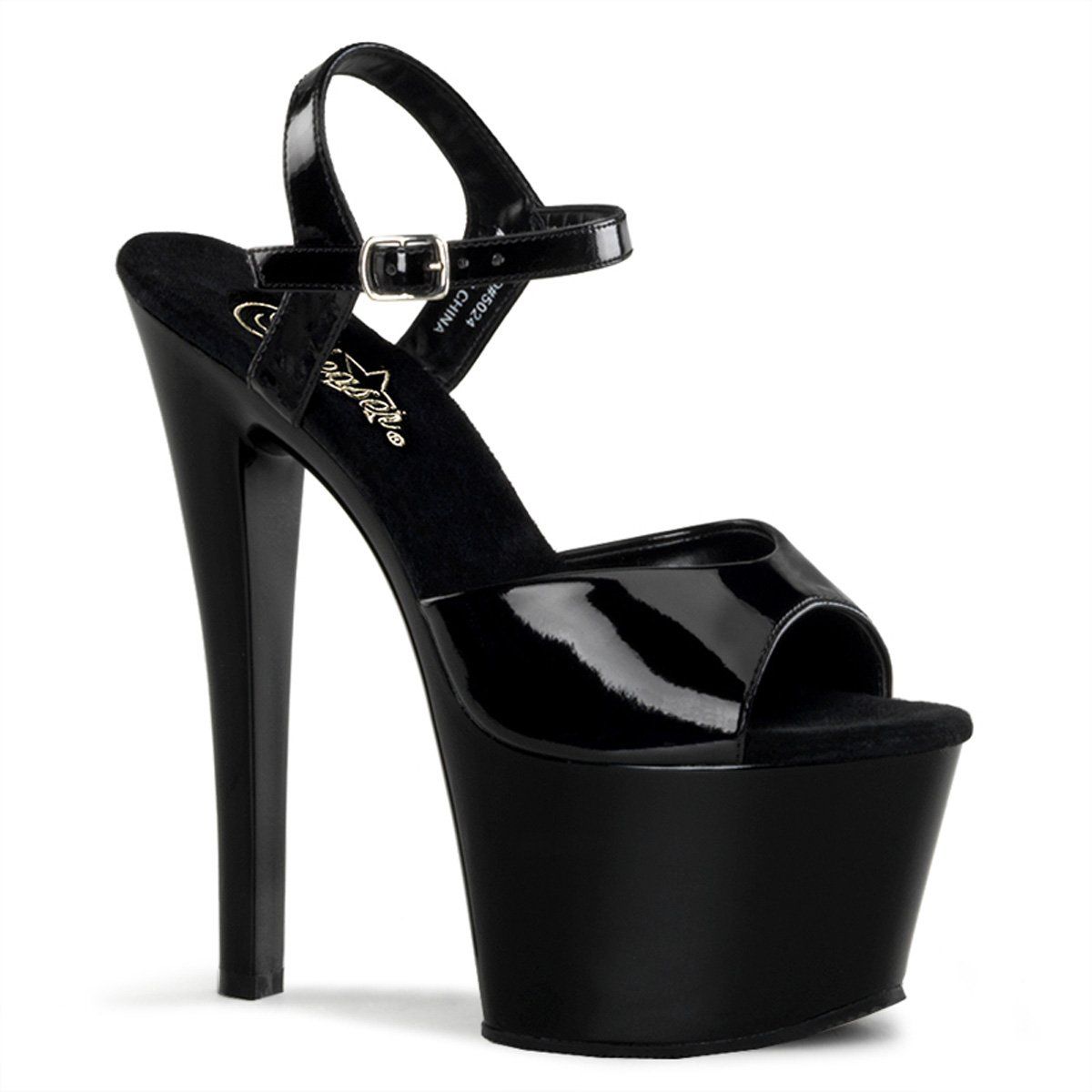 SKY-309 Black Patent Platform Sandal Pleaser