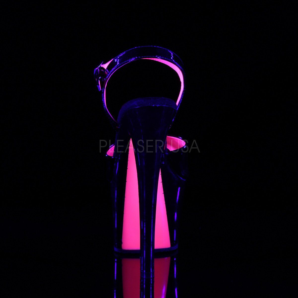 SKY-309TT Black Patent-Neon Hot Pink Platform Sandal Pleaser