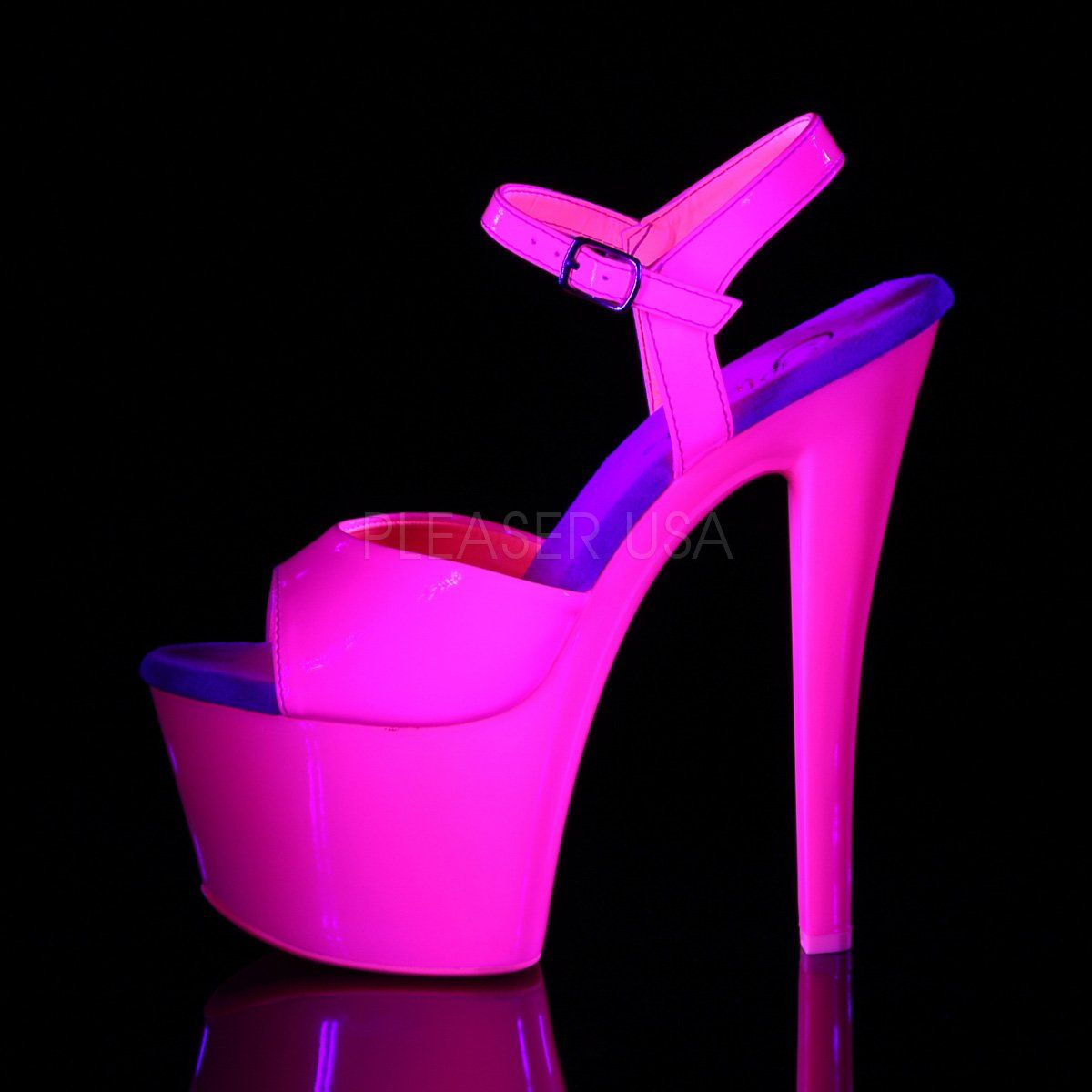 SKY-309UV Neon Hot Pink/Hot Pink Platform Sandal Pleaser