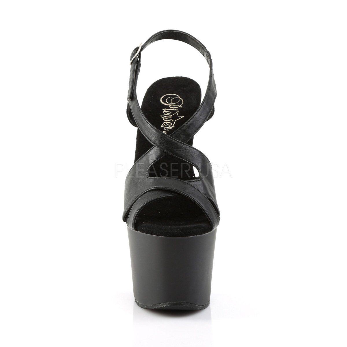 SKY-330 Black Faux Leather Platform Sandal Pleaser