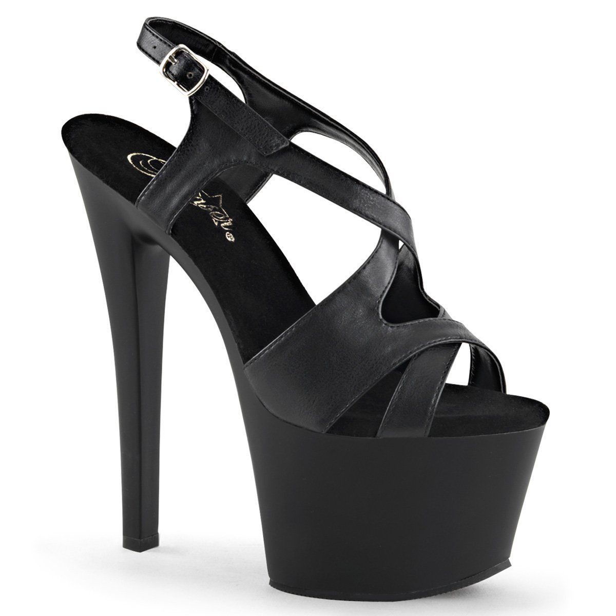 SKY-330 Black Faux Leather Platform Sandal Pleaser
