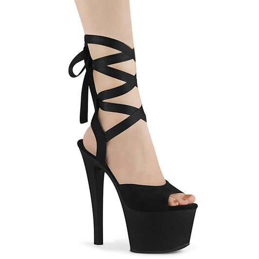 SKY-334 Black Faux Suede Platform Sandal Pleaser