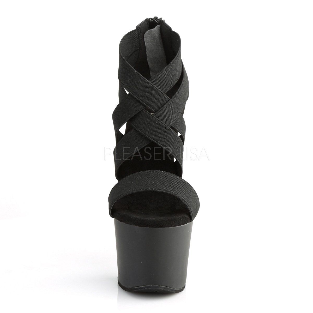 SKY-369 Black Elastic Band Platform Sandal Pleaser