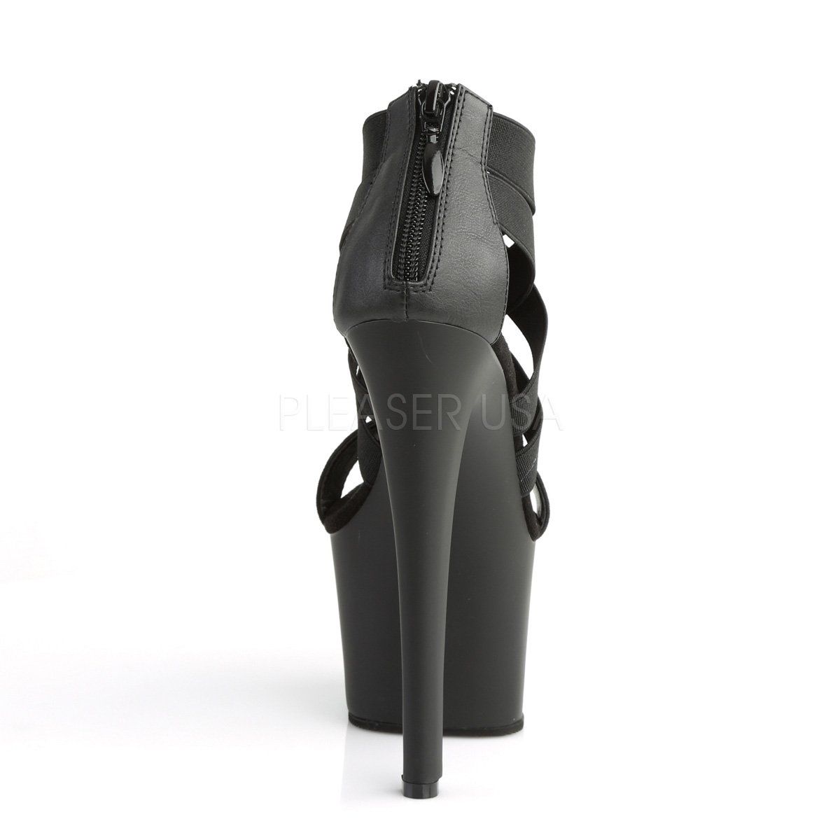 SKY-369 Black Elastic Band Platform Sandal Pleaser