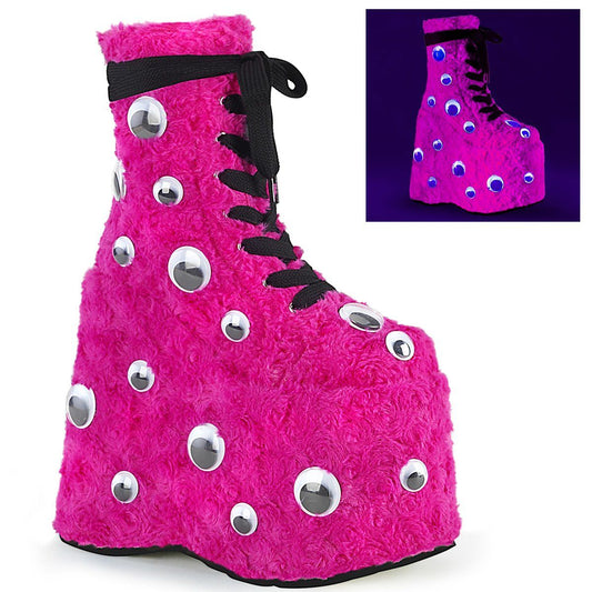 SLAY-206 Hot Pink Fur Ankle Boot Demonia