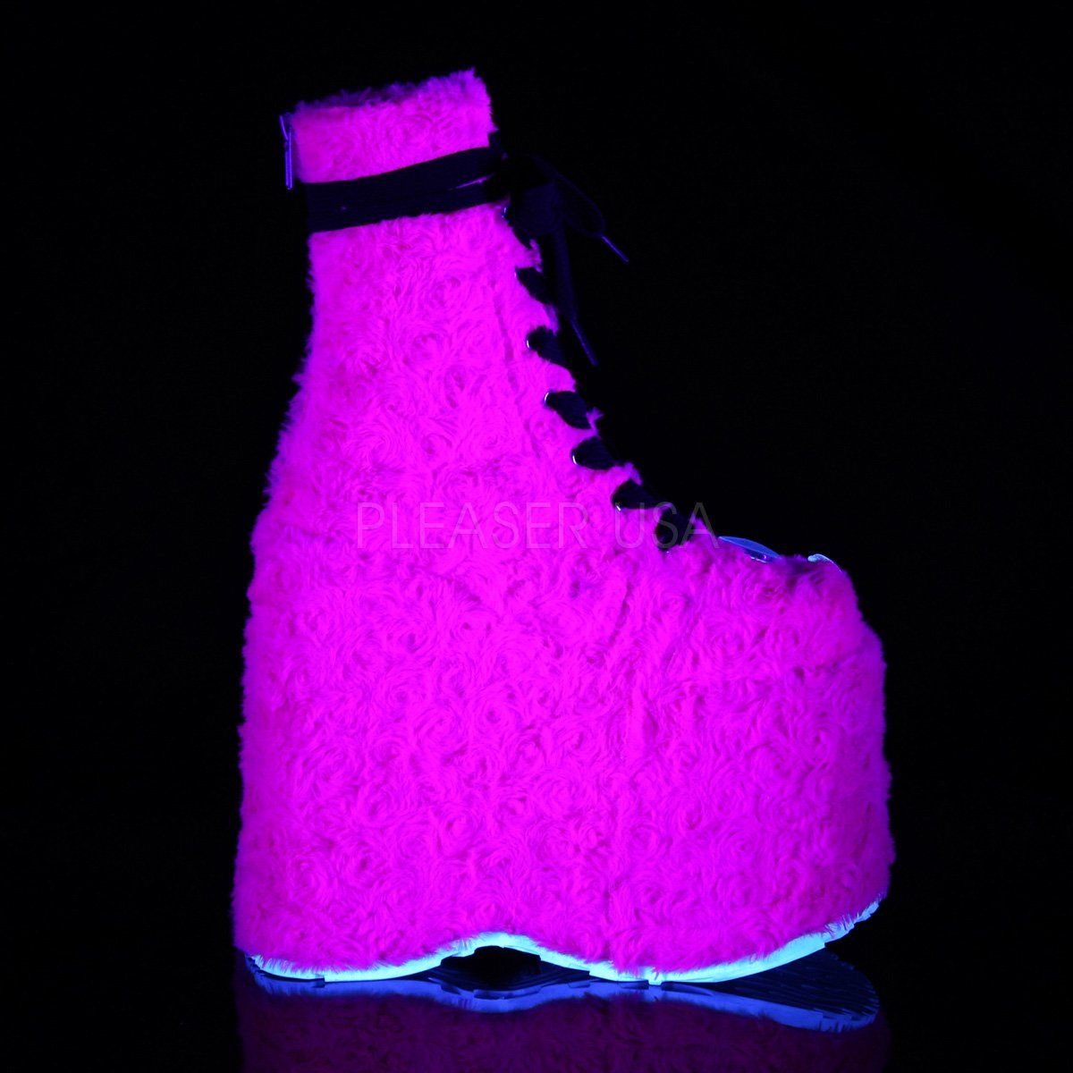 SLAY-206 Hot Pink Fur Ankle Boot Demonia