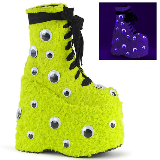 SLAY-206 Lime Green Faux Fur Ankle Boot Demonia