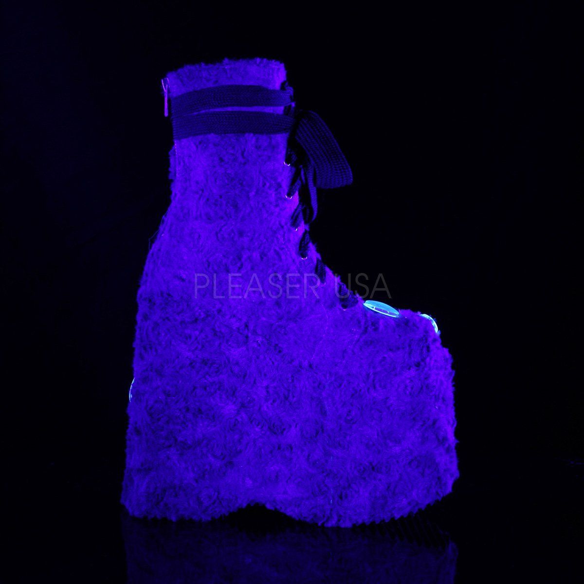 SLAY-206 Lime Green Faux Fur Ankle Boot Demonia