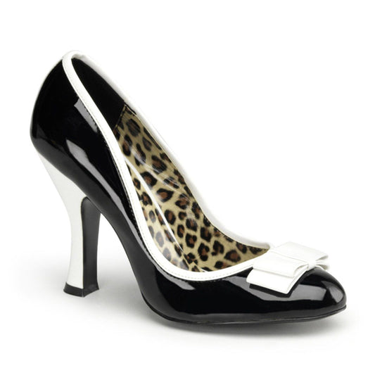SMITTEN-01 Black-White Patent Pin Up Couture