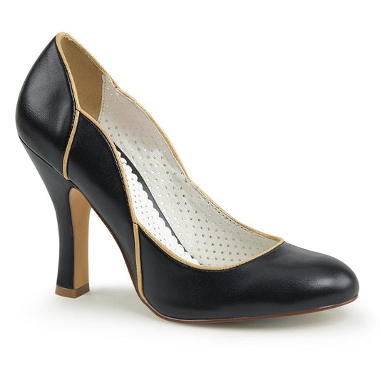 SMITTEN-04 Black Faux Leather Pin Up Couture