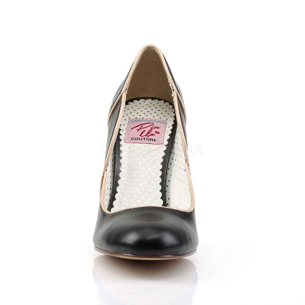 SMITTEN-04 Black Faux Leather Pin Up Couture