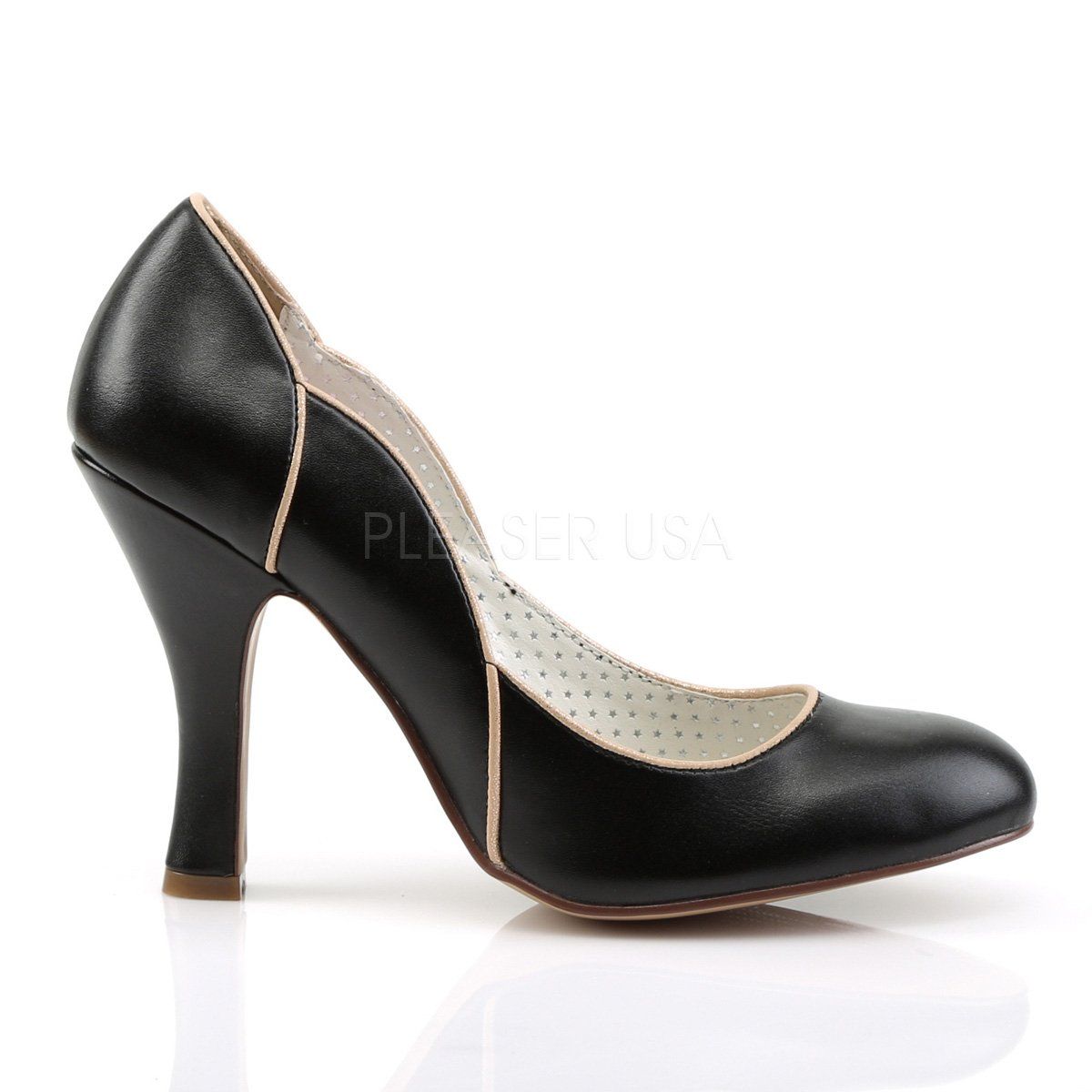 SMITTEN-04 Black Faux Leather Pin Up Couture
