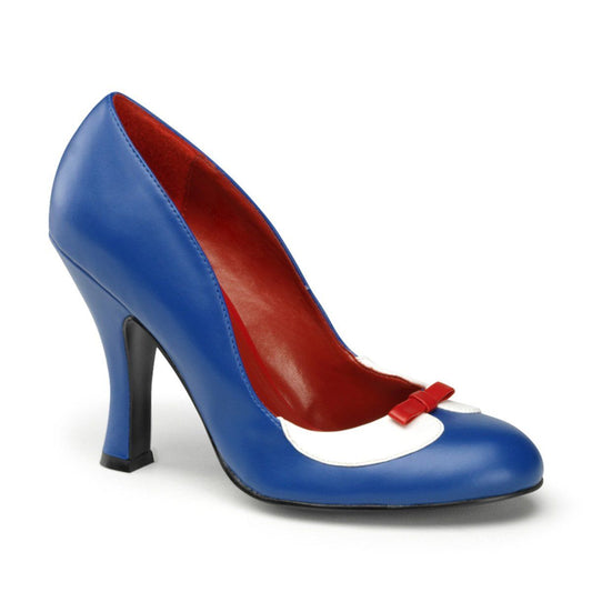 SMITTEN-05 Navy Blue-White Pu Pin Up Couture