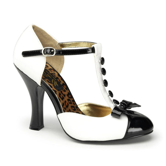 SMITTEN-10 White-Black Patent Pin Up Couture