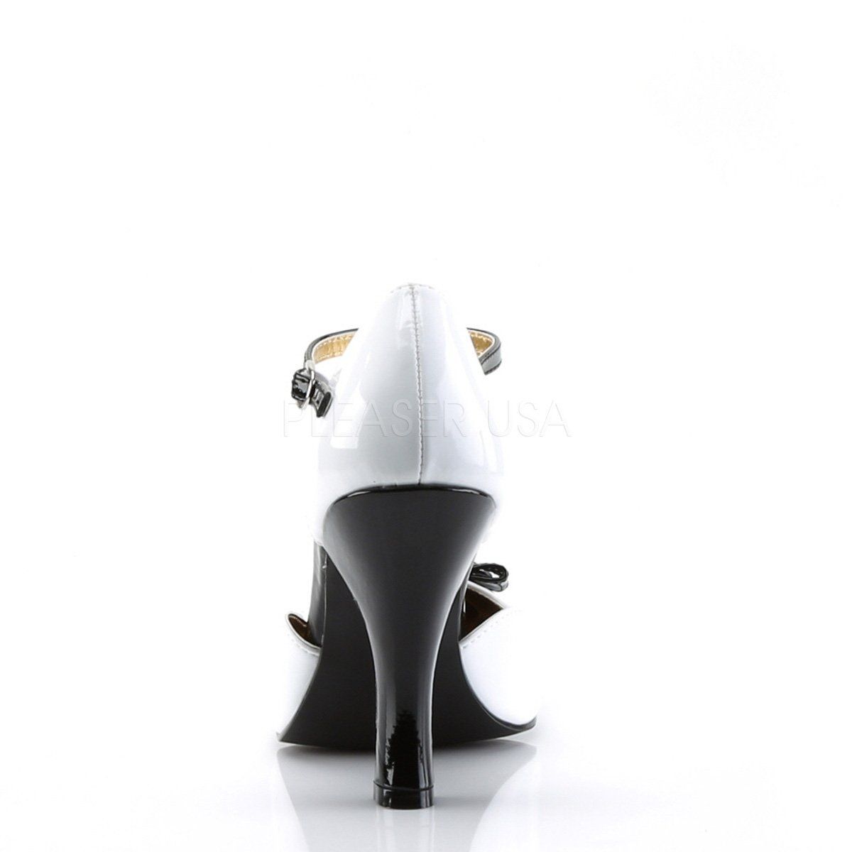 SMITTEN-10 White-Black Patent Pin Up Couture