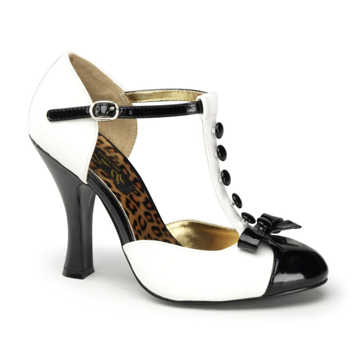 SMITTEN-10 White-Black Patent Pin Up Couture