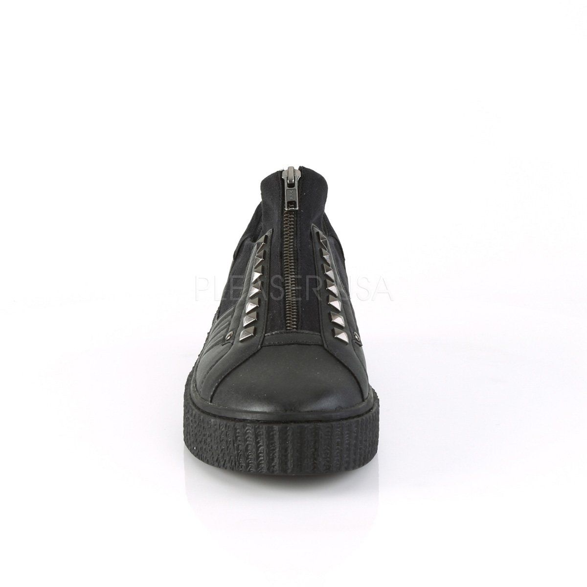 SNEEKER-125 Black Canvas-Black Pu Creeper Demonia