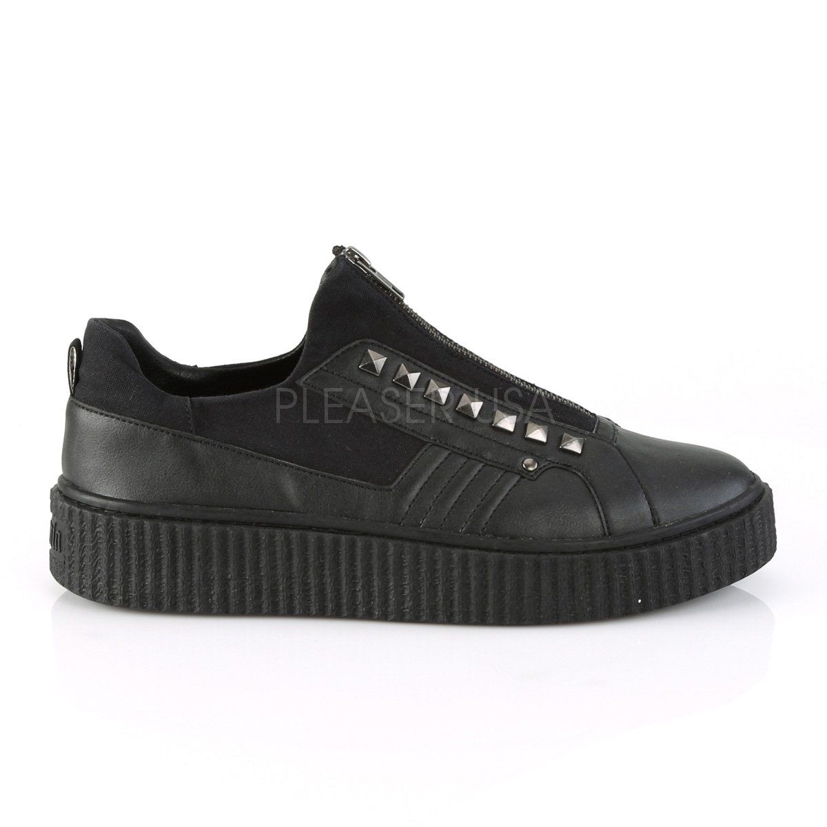 SNEEKER-125 Black Canvas-Black Pu Creeper Demonia
