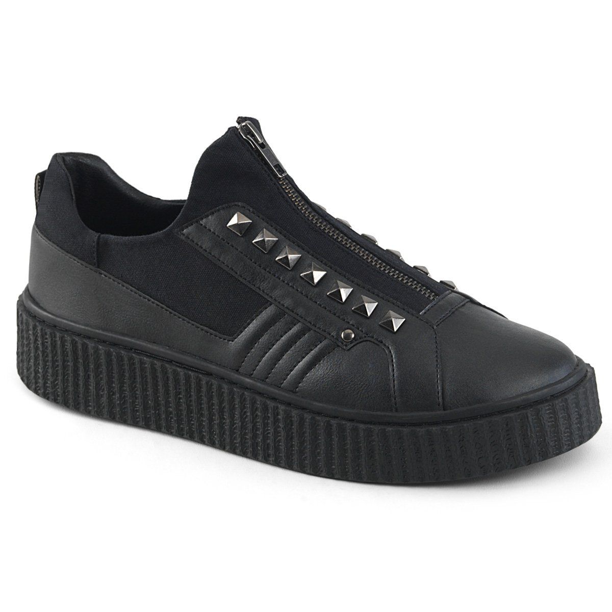 SNEEKER-125 Black Canvas-Black Pu Creeper Demonia