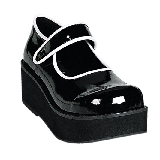 SPRITE-01 Black-White Patent Mary Janes Demonia