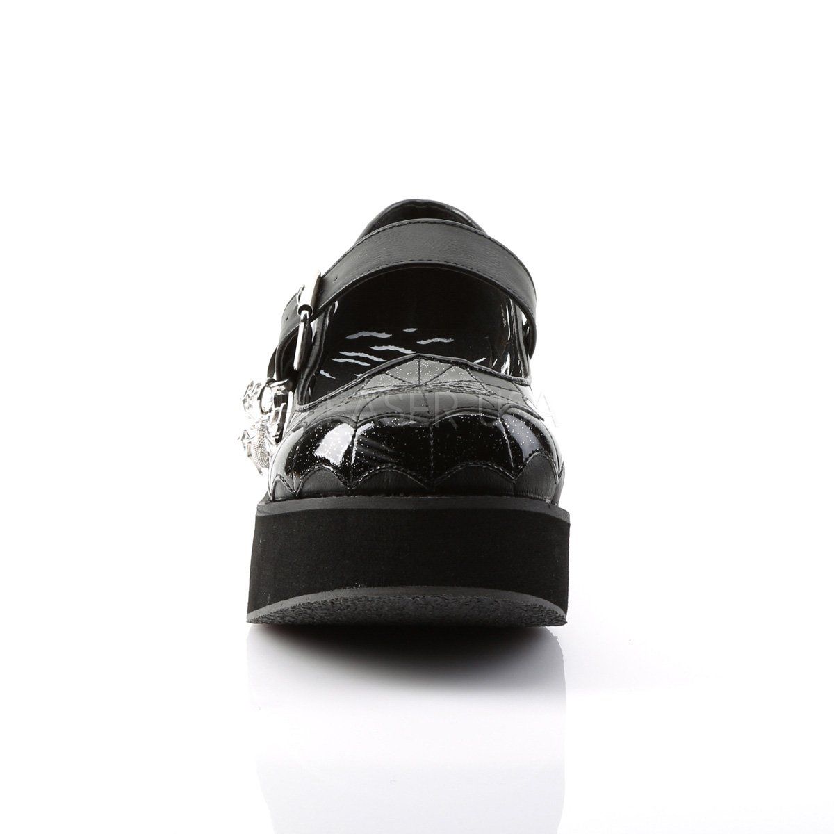 SPRITE-05 Black Vegan Leather-Black Patent Mary Janes Demonia