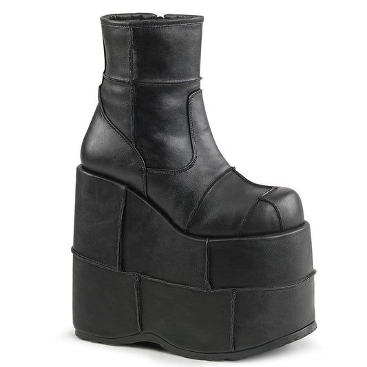 STACK-201 Black Vegan Leather Ankle Boot Demonia