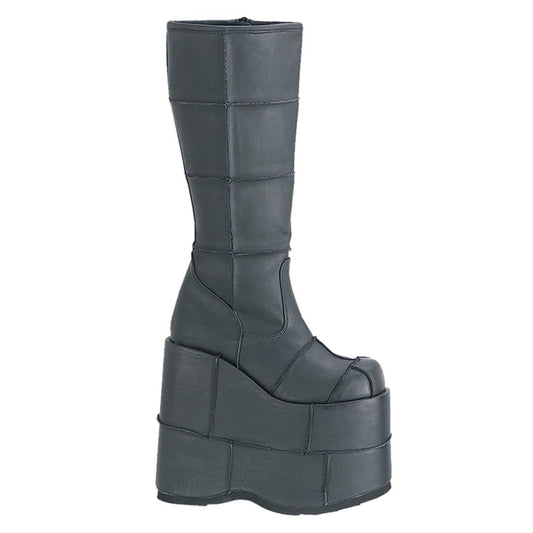 STACK-301 Black Vegan Leather Knee Boot Demonia
