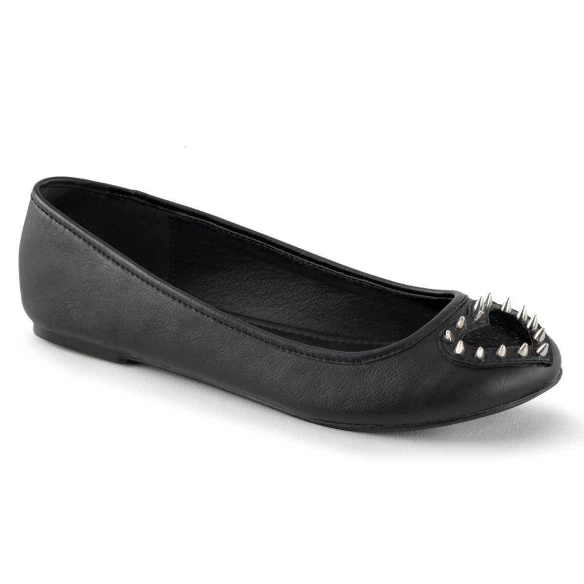 STAR-24 Black Vegan Leather-Pony Faux Fur Ballet Flat Demonia