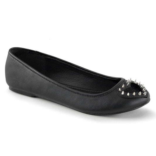 STAR-24 Black Vegan Leather-Pony Faux Fur Ballet Flat Demonia